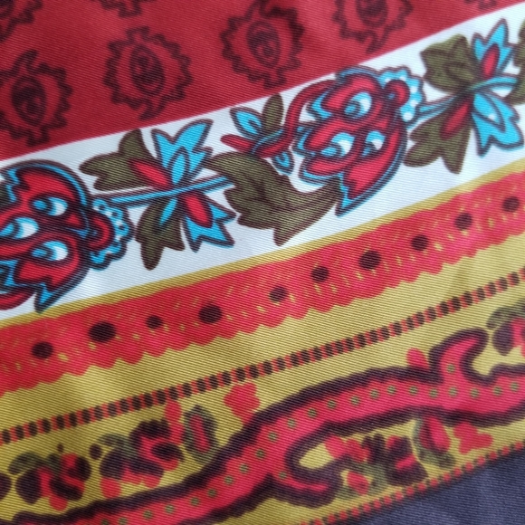 The Limited Silk Scarf Medallion Orange Turquoise Brown Cream Gold NWT - Picture 7 of 8